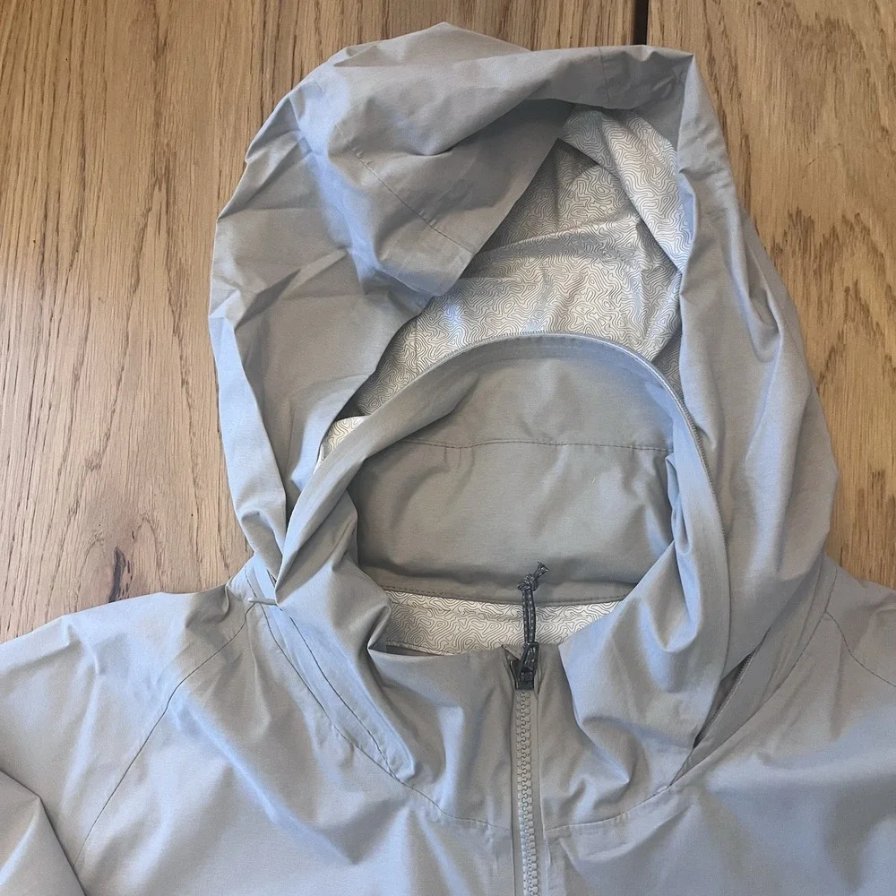 Merrall Mens XL Windbreaker Light Gray Pockets Hidden Hood Outdoor Jacket